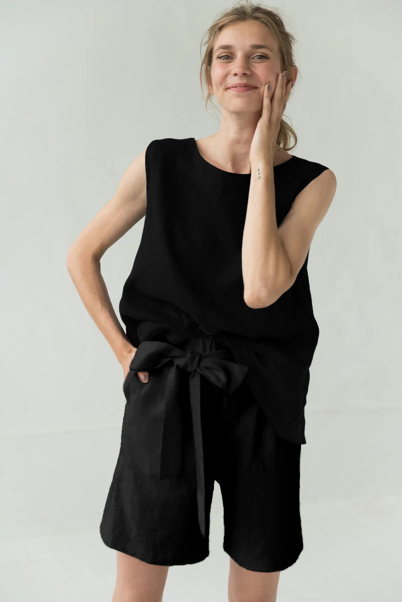 Shorts in lino a vita alta MIX&MATCH